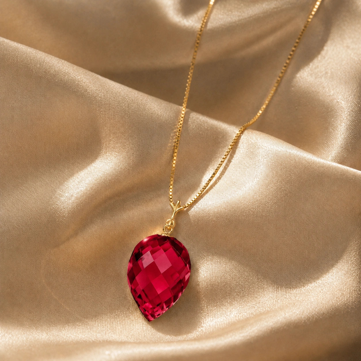 Yellow Gold Pendant Necklace Ruby 10K — Irma