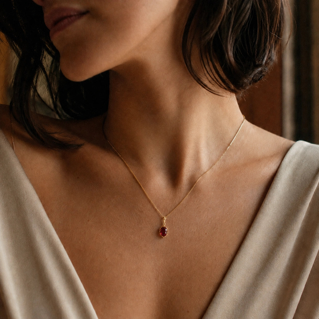 Yellow Gold Pendant Necklace Ruby 10K — Irma
