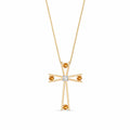 Yellow Gold Abstract Cross Pendant Necklace Citrine 10K — Silvana