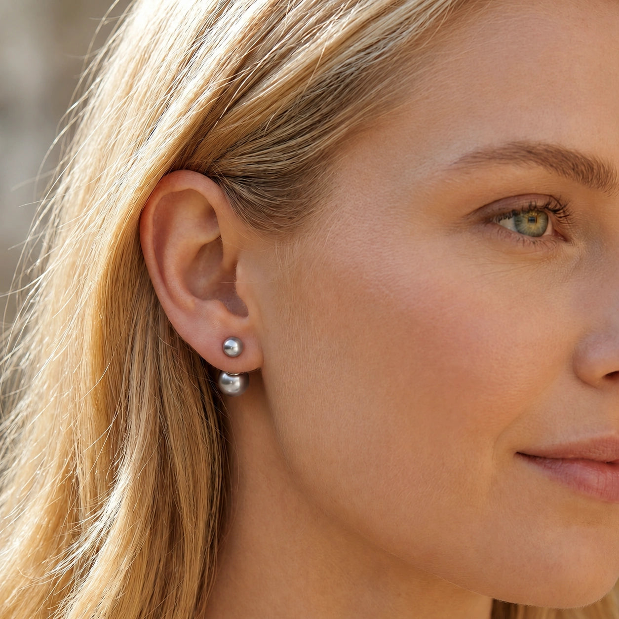 White Gold Rose Stud Earrings Pearl 10K — Alfonsina
