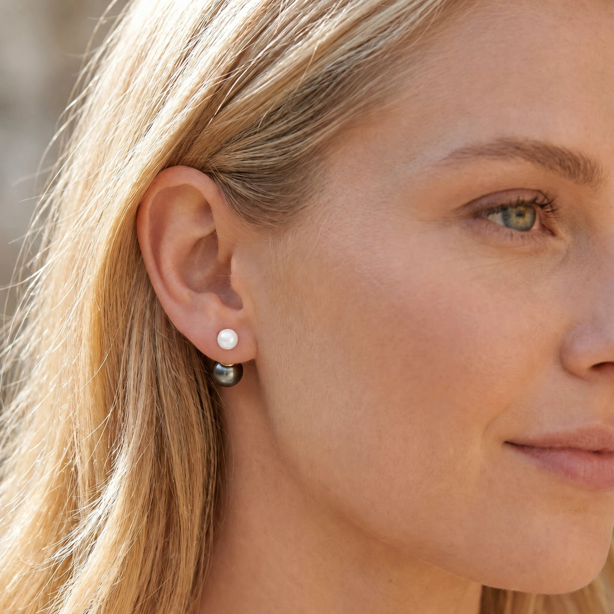 Yellow Gold Rose Stud Earrings Pearl 10K — Alfonsina