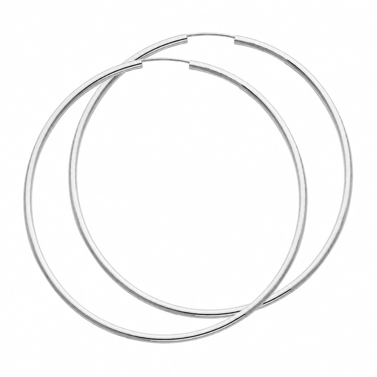 White Gold Loop Hoop Earrings 10K — Ines