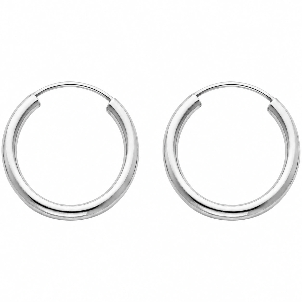 White Gold Loop Hoop Earrings 10K — Ines