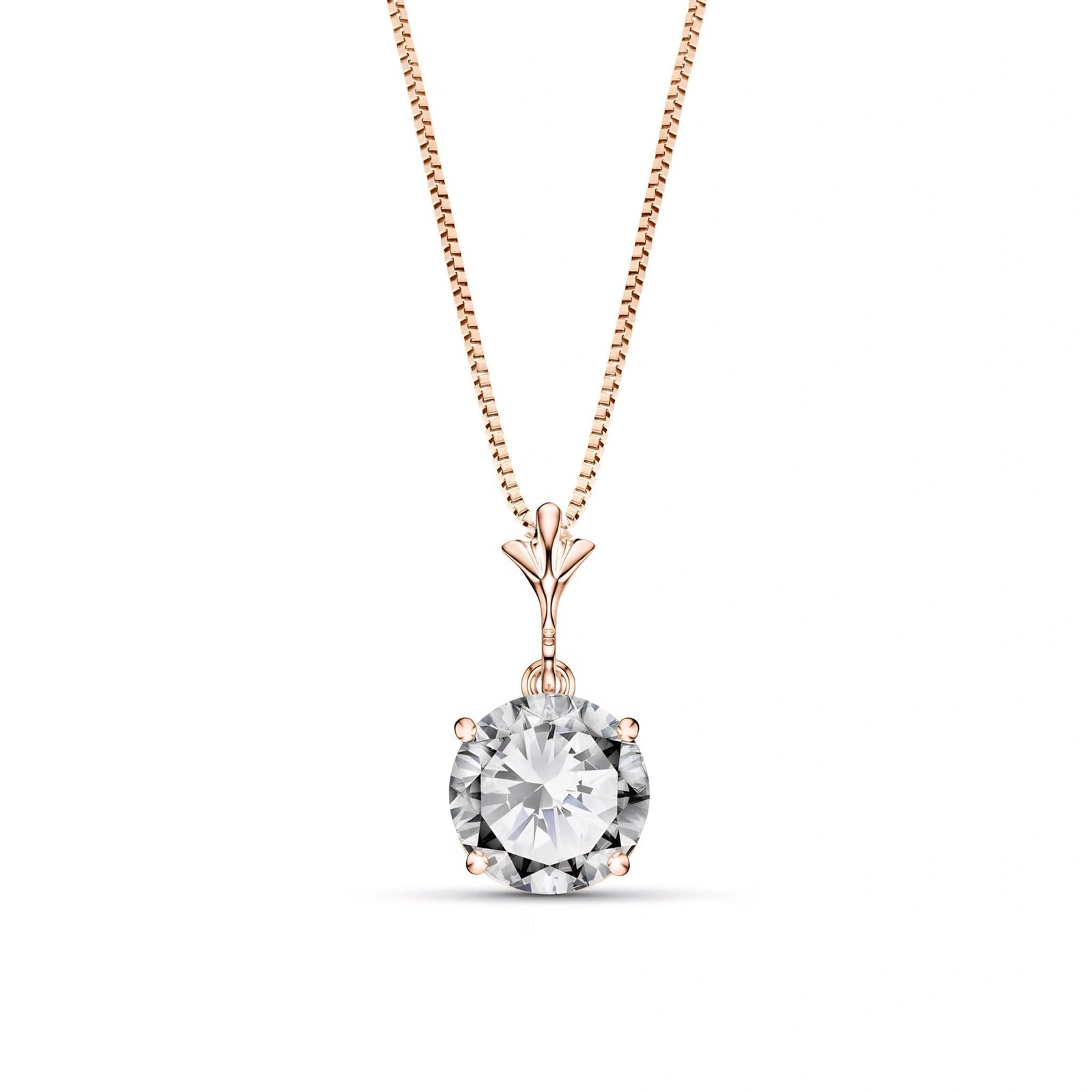 Rose Gold Petal Rose Necklace Zirconia 10K — Liliana