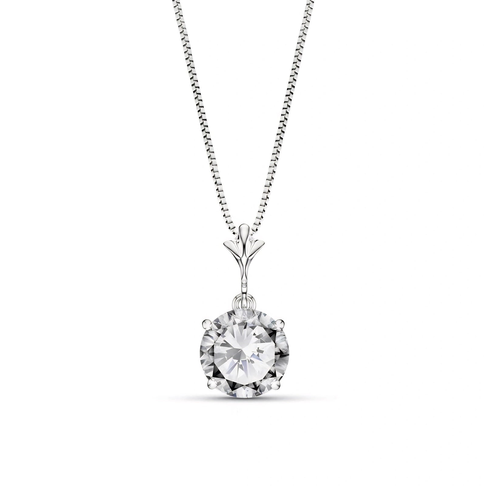 White Gold Petal Rose Necklace Zirconia 10K — Liliana