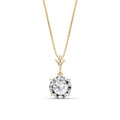 Yellow Gold Petal Rose Necklace Zirconia 10K — Liliana