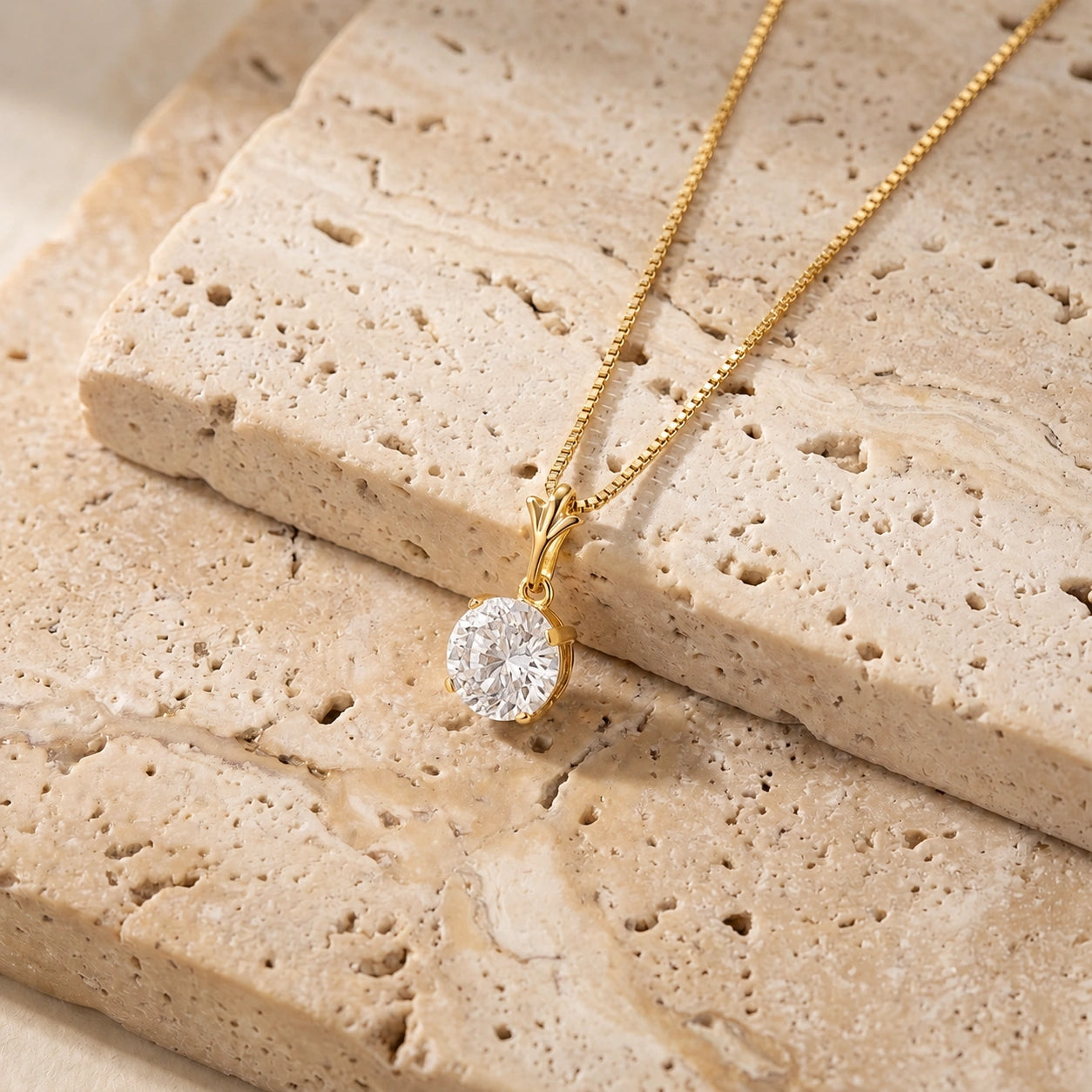 Yellow Gold Petal Rose Necklace Zirconia 10K — Liliana
