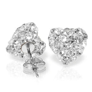 White Gold Heart Earrings Zirconia 10K — Ester