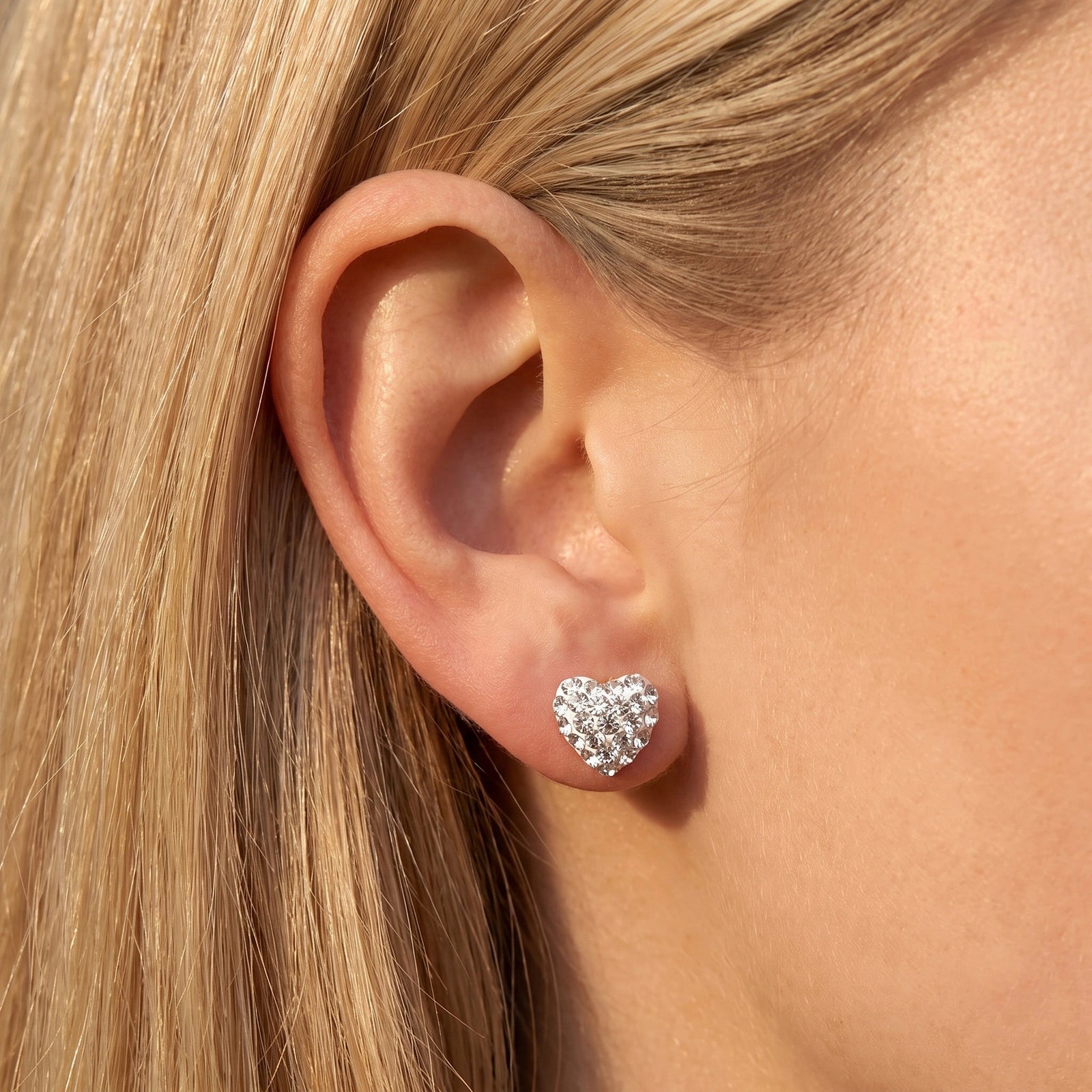 Yellow Gold Heart Earrings Zirconia 10K — Ester