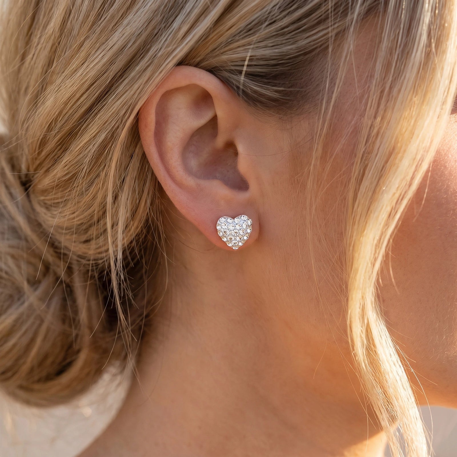 Yellow Gold Heart Earrings Zirconia 10K — Ester