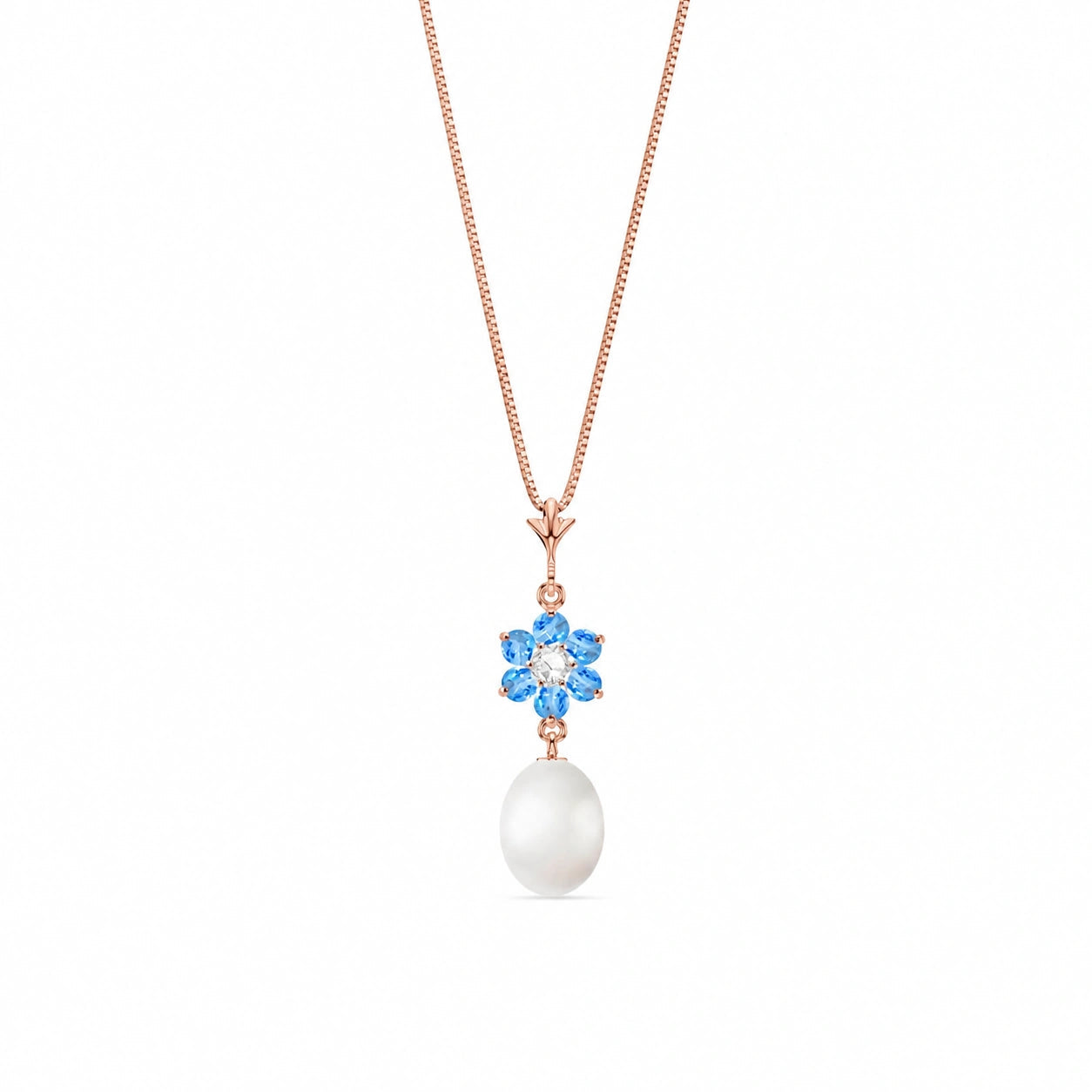 Rose Gold Diamond & Pearl & Blue Topaz — Mariapace
