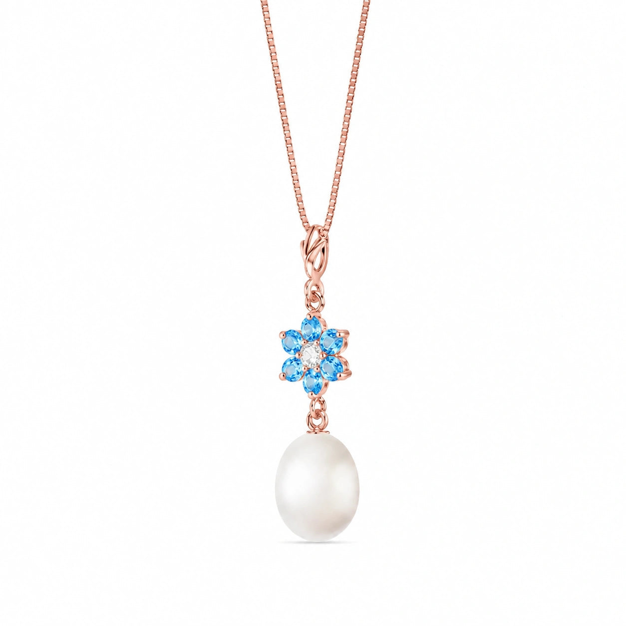 Rose Gold Diamond & Pearl & Blue Topaz — Mariapace