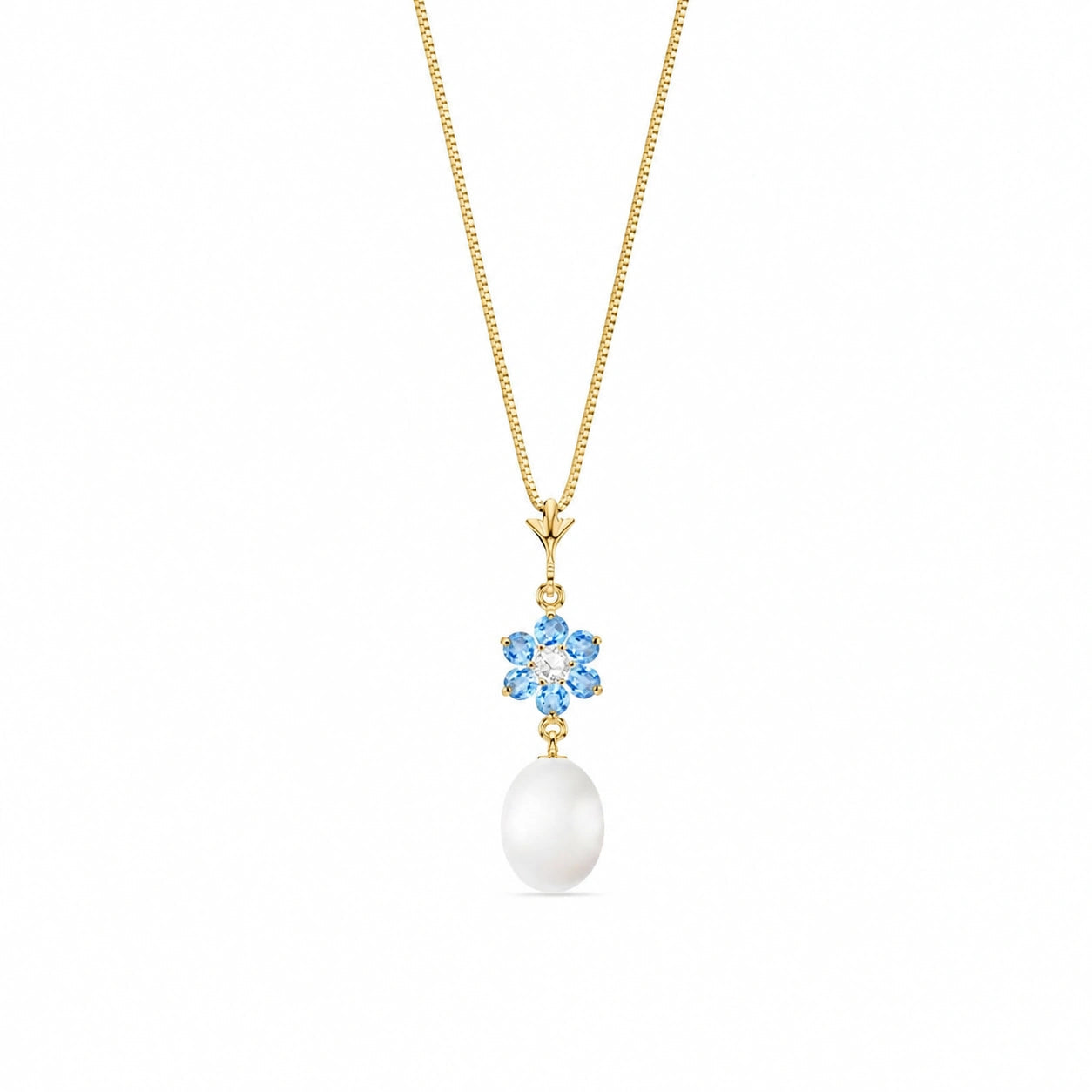 Yellow Gold Diamond & Pearl & Blue Topaz — Mariapace