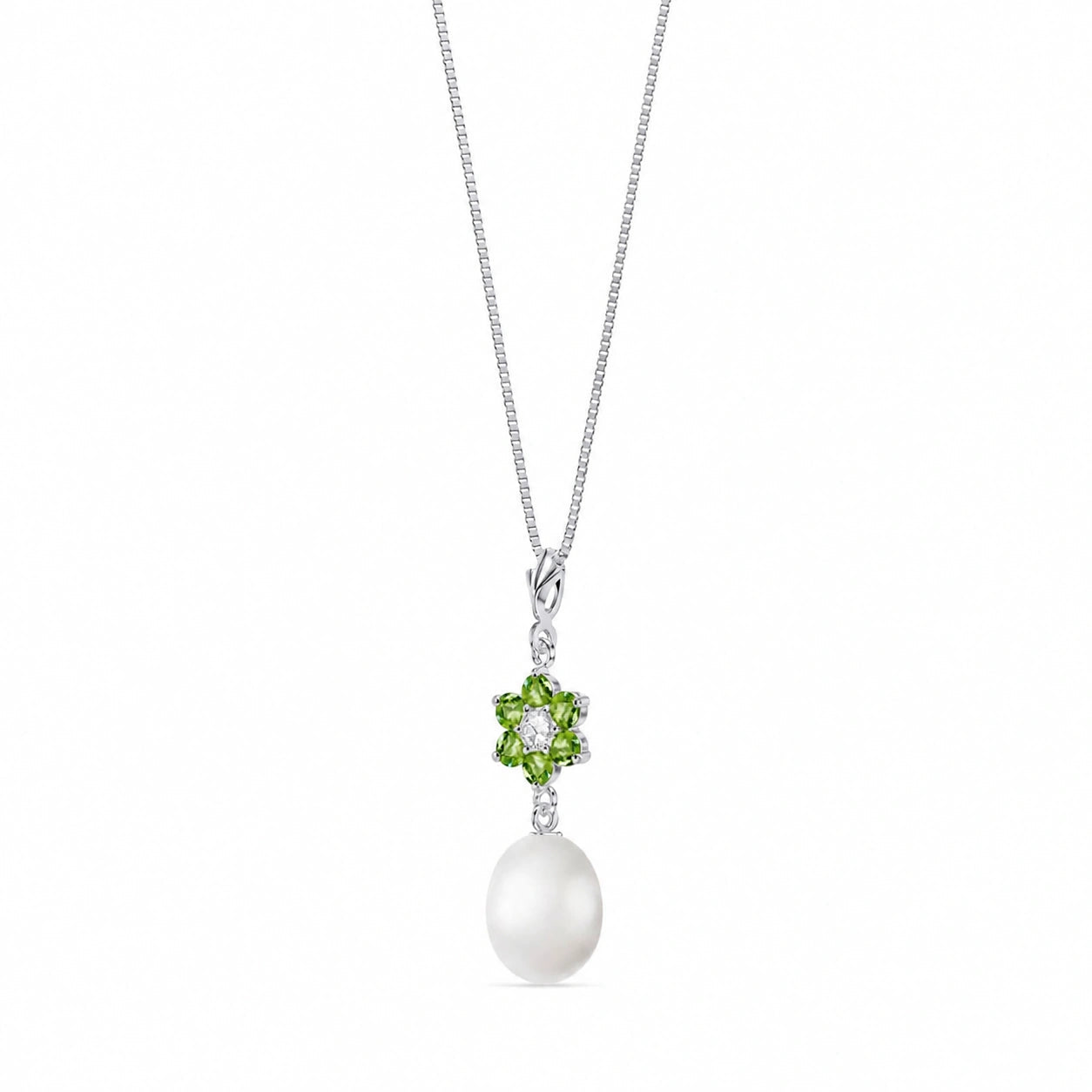 White Gold Diamond & Pearl & Peridot — Mariapace