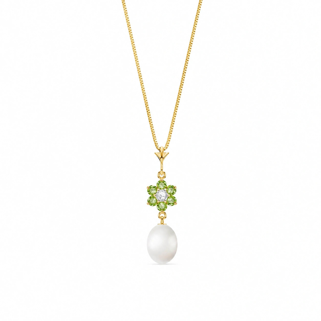 Yellow Gold Diamond & Pearl & Peridot — Mariapace