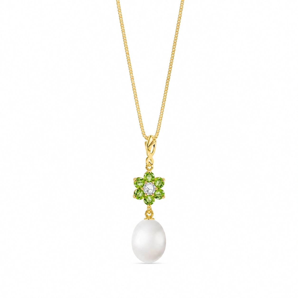 Yellow Gold Diamond & Pearl & Peridot — Mariapace