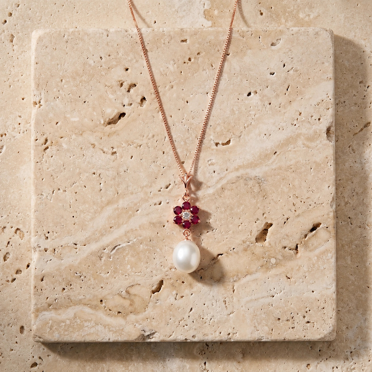 Rose Gold Diamond & Pearl & Ruby — Mariapace
