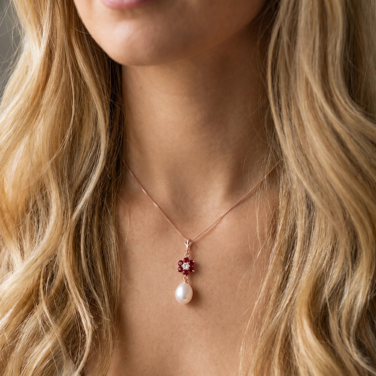 Rose Gold Diamond & Pearl & Ruby — Mariapace