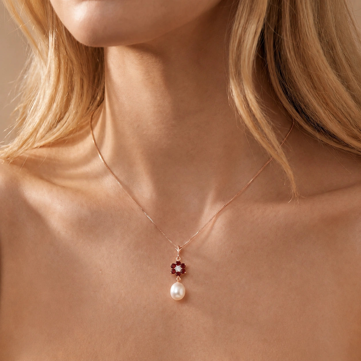 Rose Gold Diamond & Pearl & Ruby — Mariapace