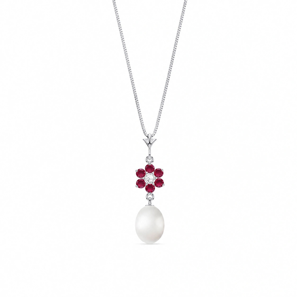 White Gold Diamond & Pearl & Ruby — Mariapace