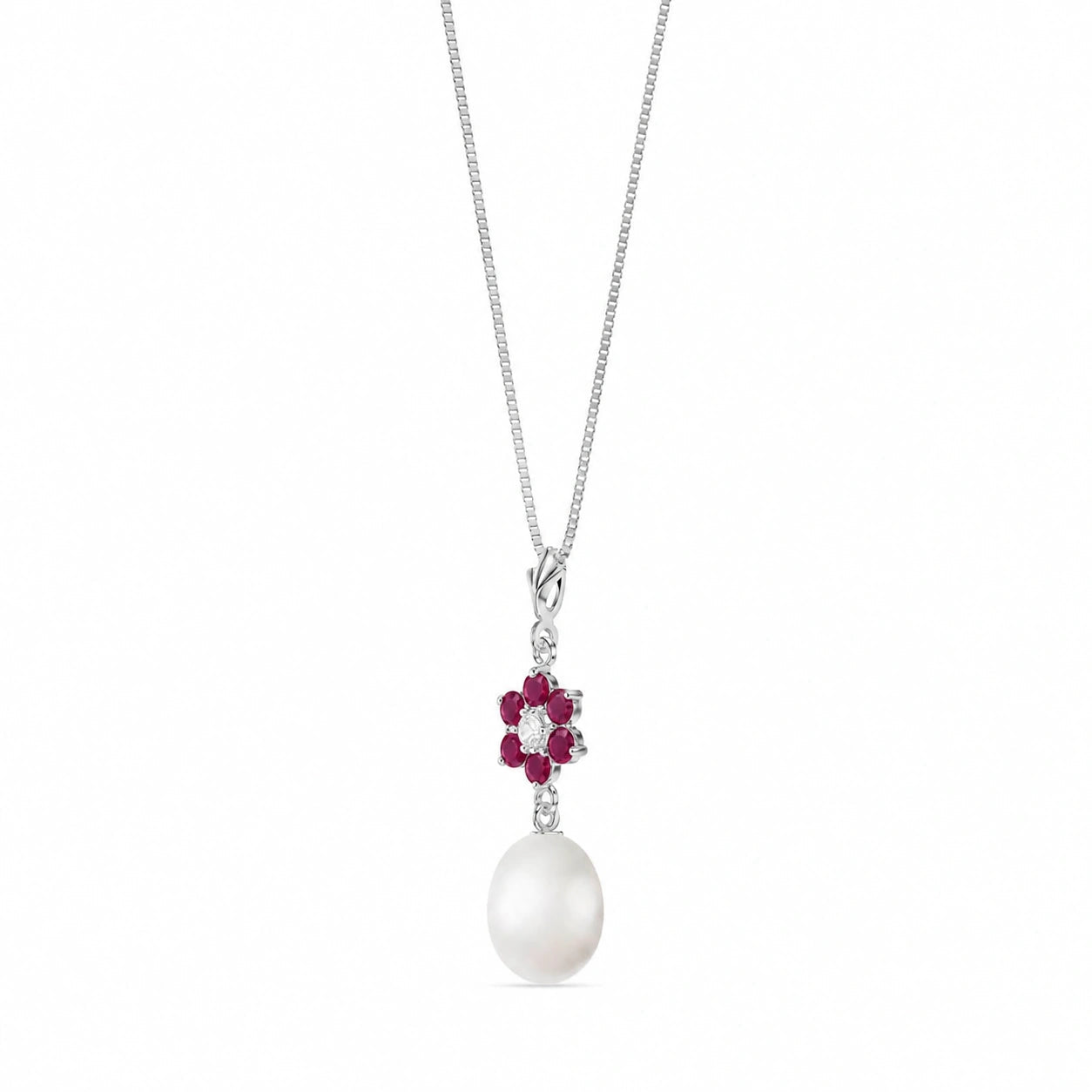 White Gold Diamond & Pearl & Ruby — Mariapace