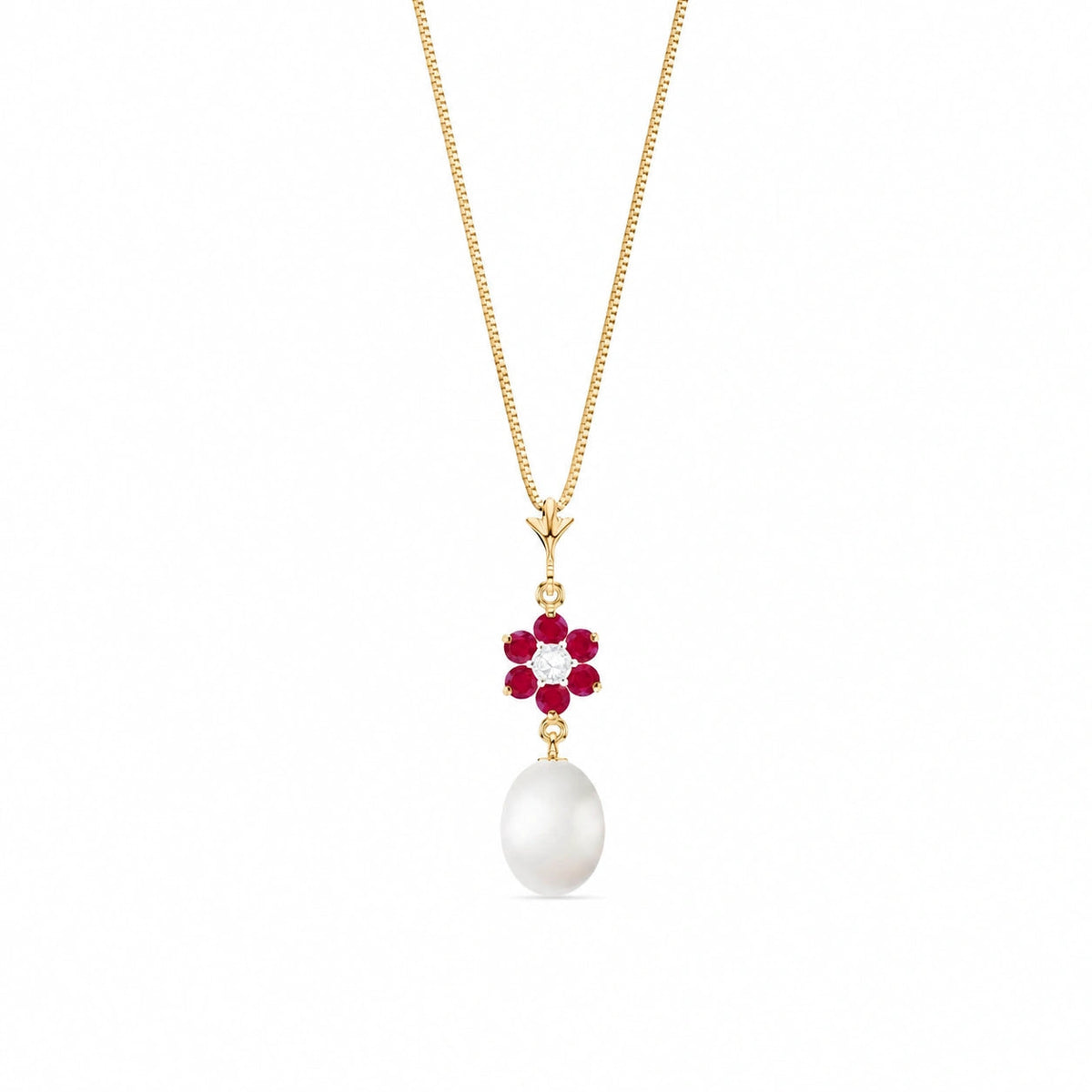 Yellow Gold Diamond & Pearl & Ruby — Mariapace