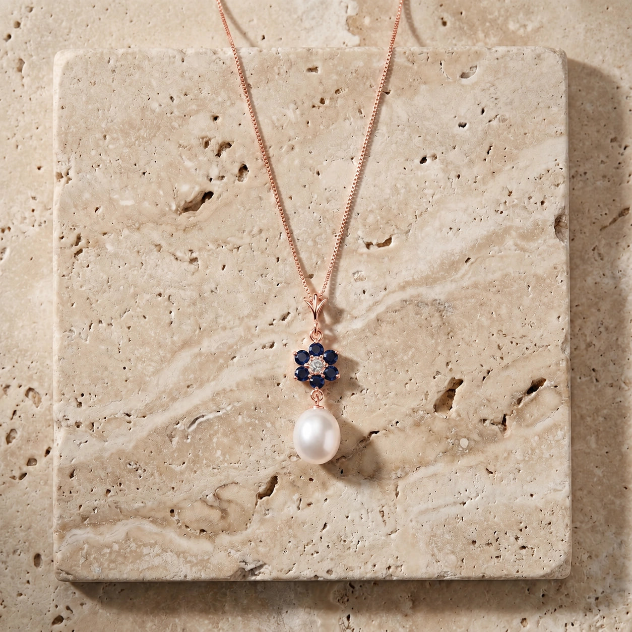 Rose Gold Diamond & Pearl & Sapphire — Mariapace