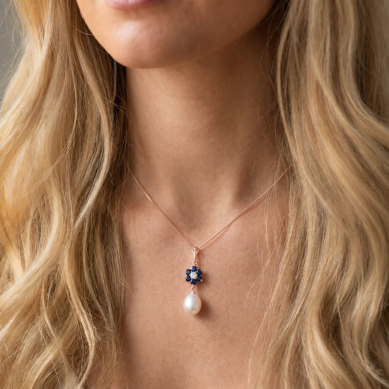Rose Gold Diamond & Pearl & Sapphire — Mariapace