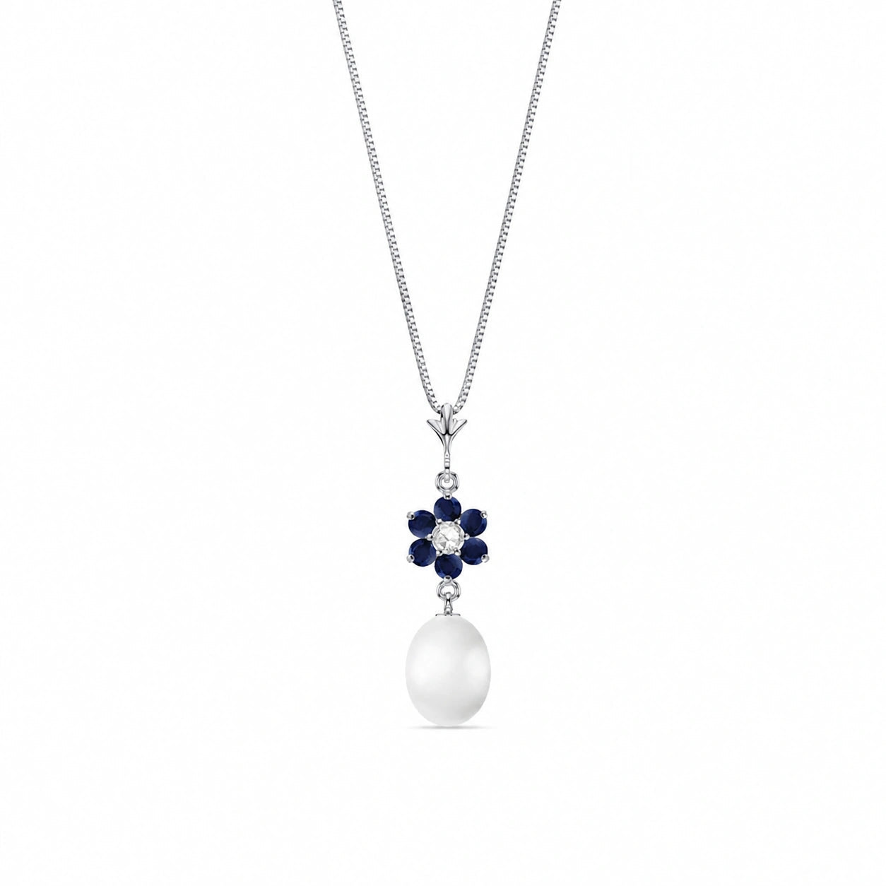 White Gold Diamond & Pearl & Sapphire — Mariapace