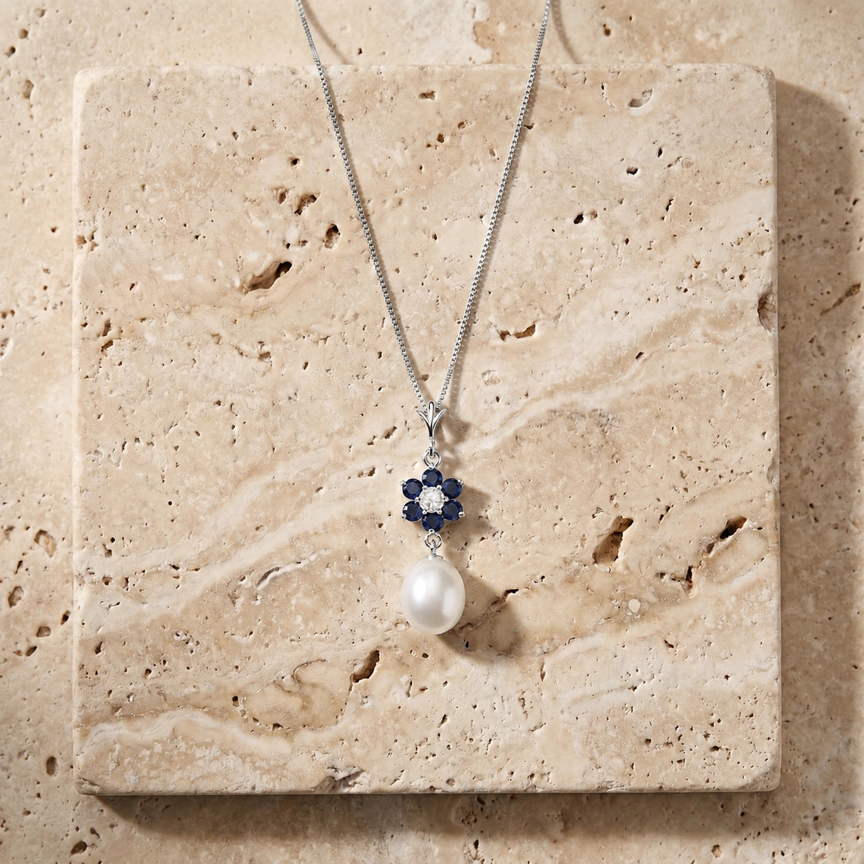 White Gold Diamond & Pearl & Sapphire — Mariapace