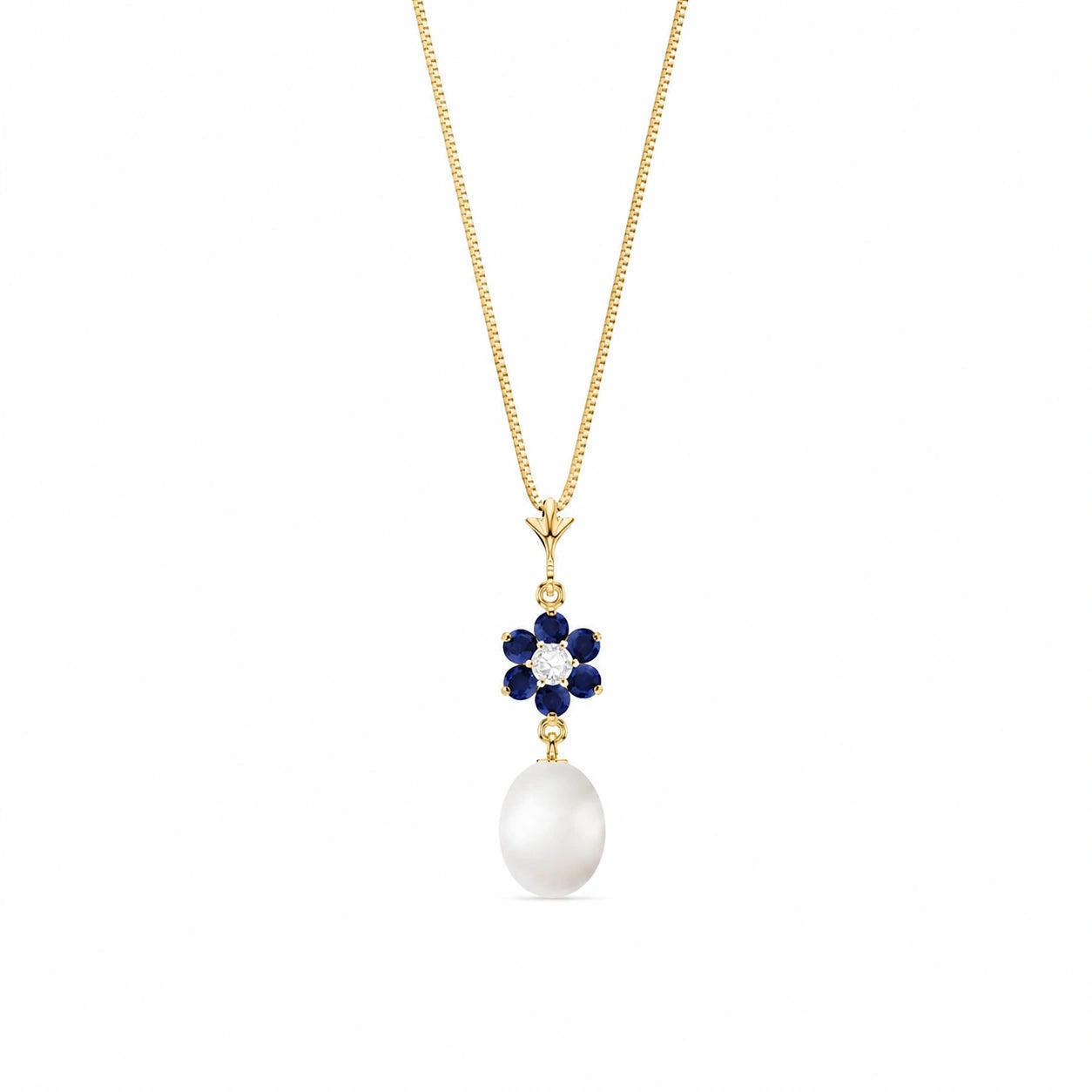 Yellow Gold Diamond & Pearl & Sapphire — Mariapace