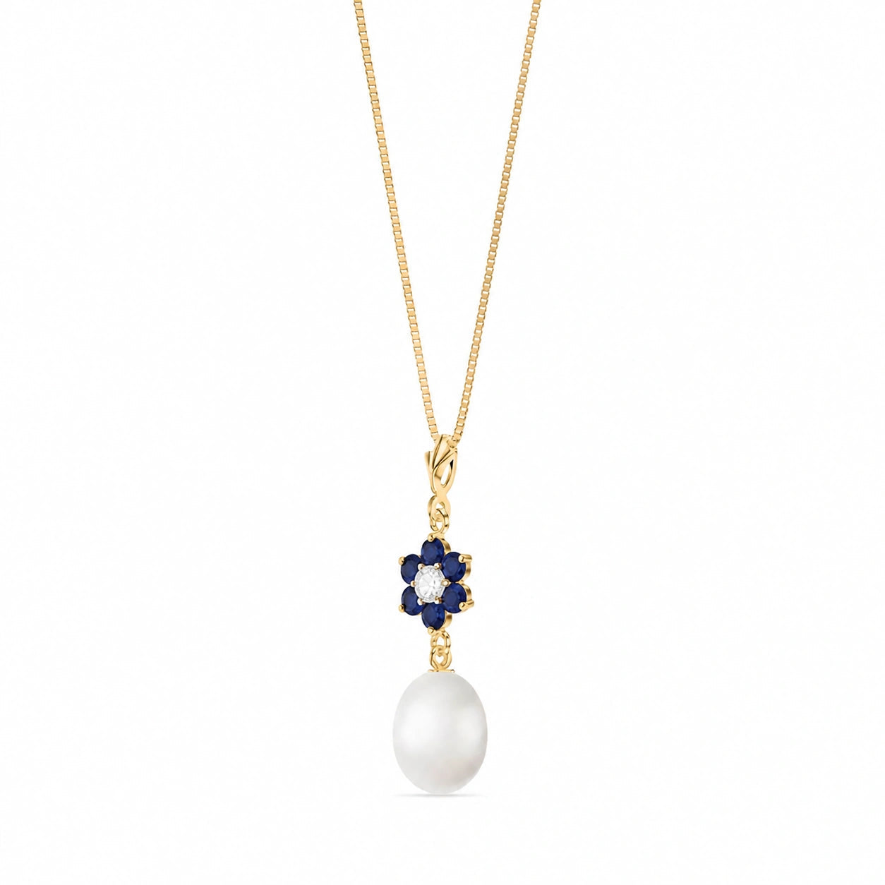Yellow Gold Diamond & Pearl & Sapphire — Mariapace