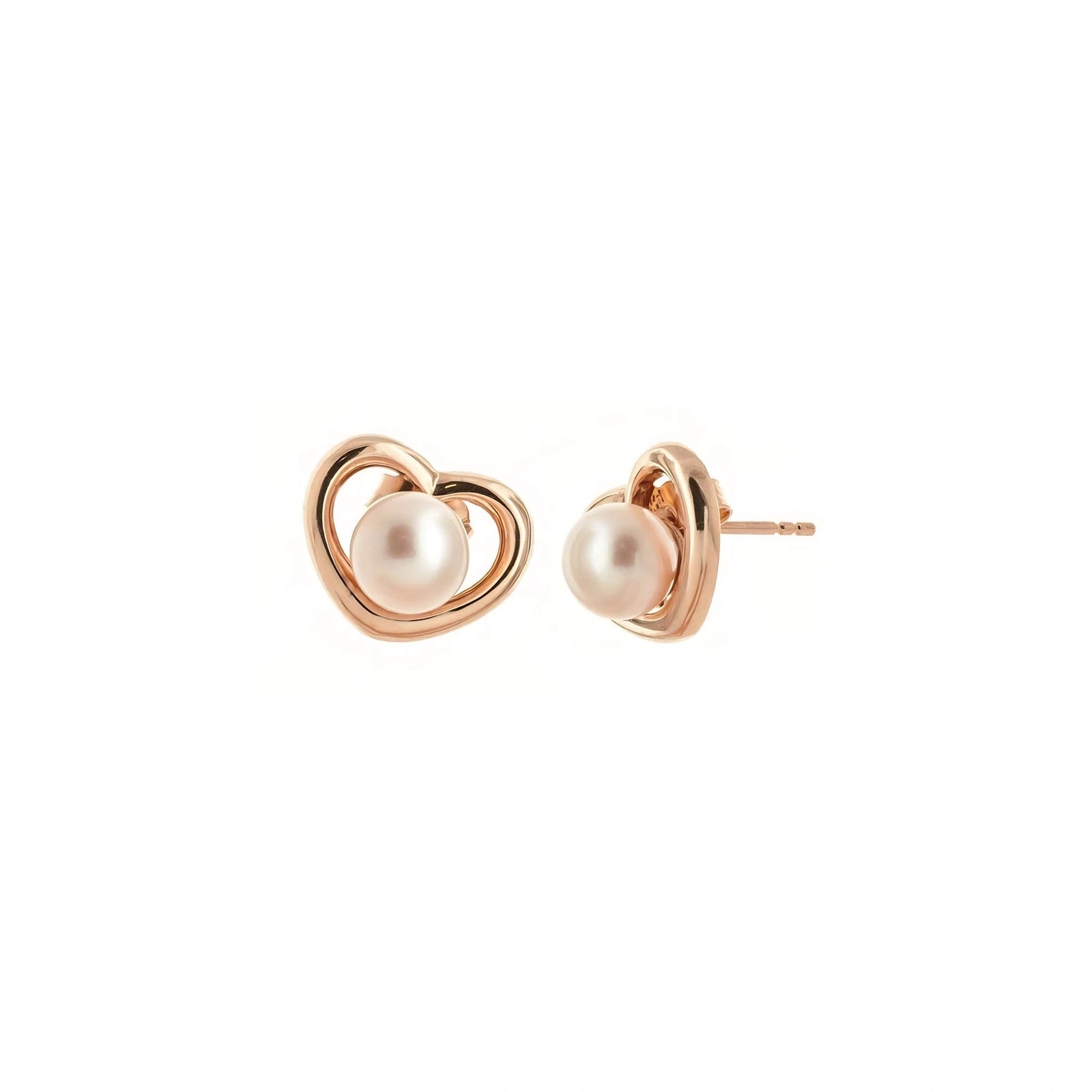 Rose Gold Stud Earrings Pearl 10K — Berenice