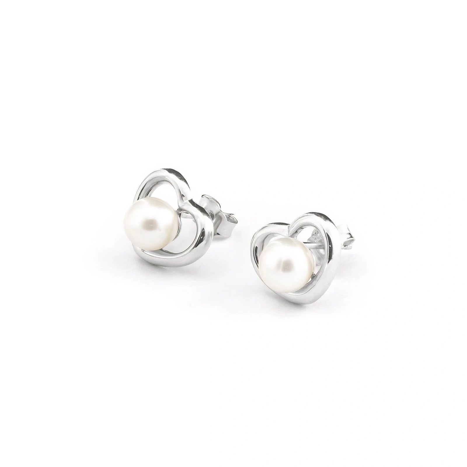 White Gold Stud Earrings Pearl 10K — Berenice