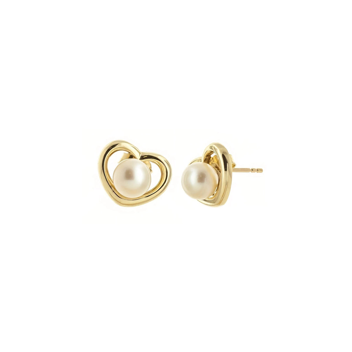 Yellow Gold Stud Earrings Pearl 10K — Berenice