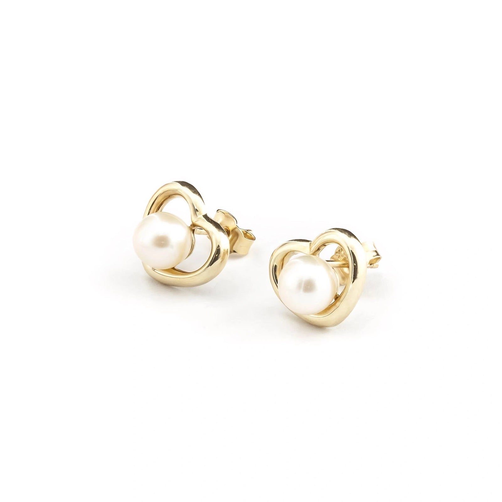 Yellow Gold Stud Earrings Pearl 10K — Berenice