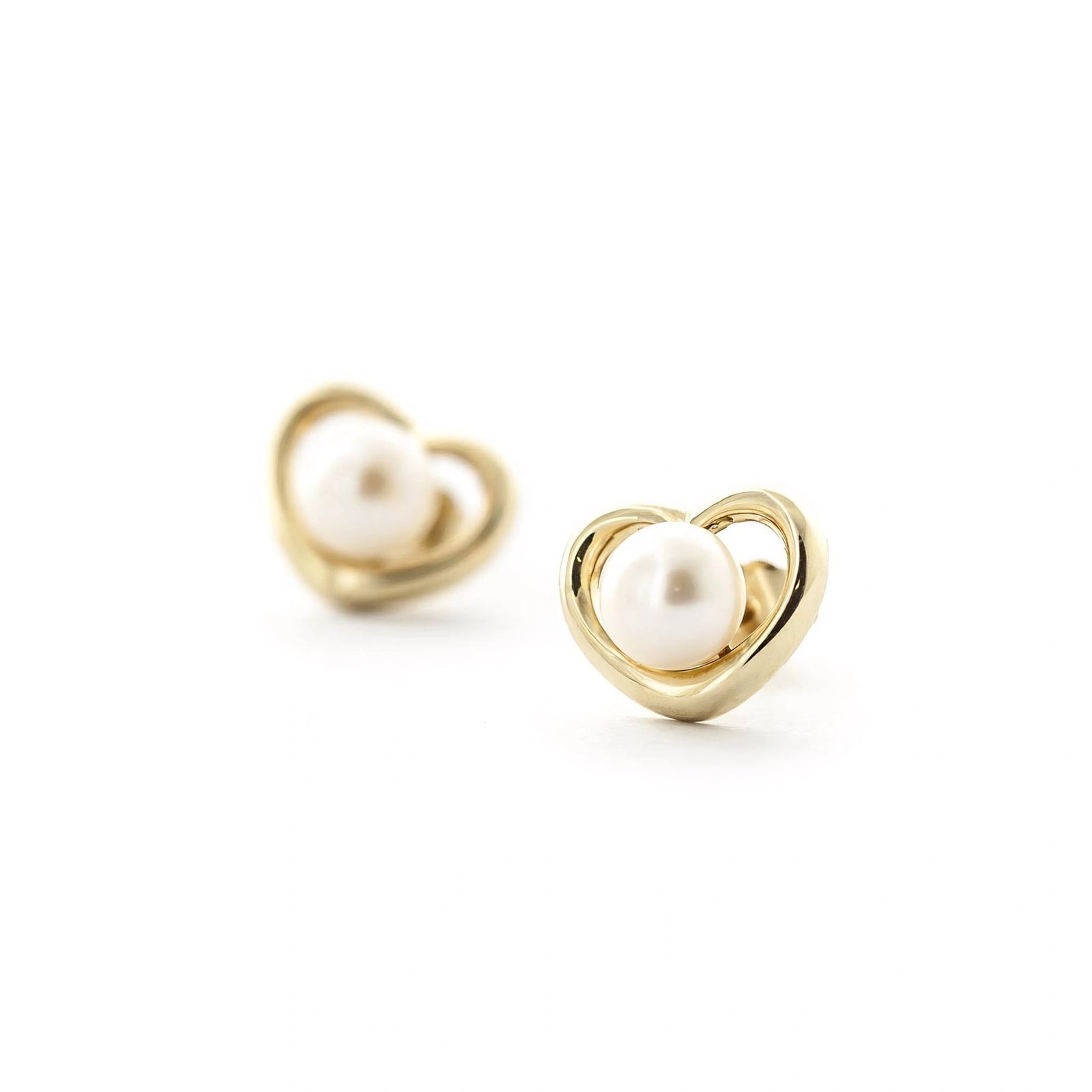 Yellow Gold Stud Earrings Pearl 10K — Berenice