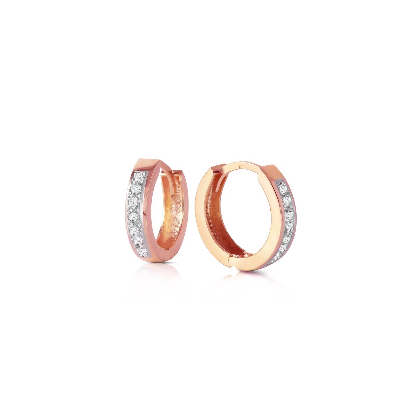 Rose Gold Huggie Earrings Diamond 10K — Agostina