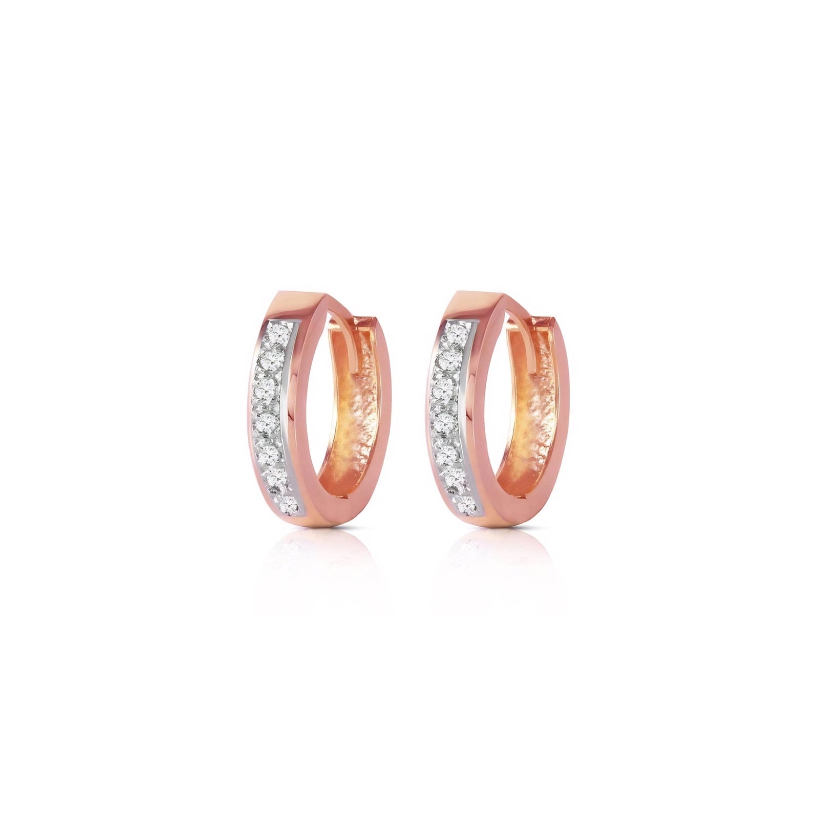 Rose Gold Huggie Earrings Diamond 10K — Agostina