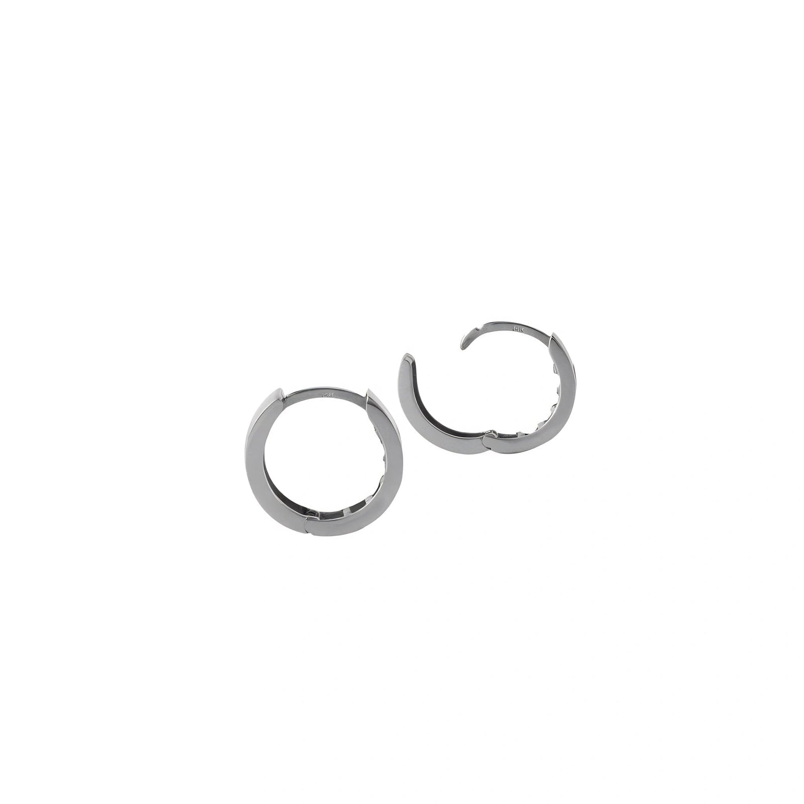 White Gold Huggie Earrings Diamond 10K — Agostina