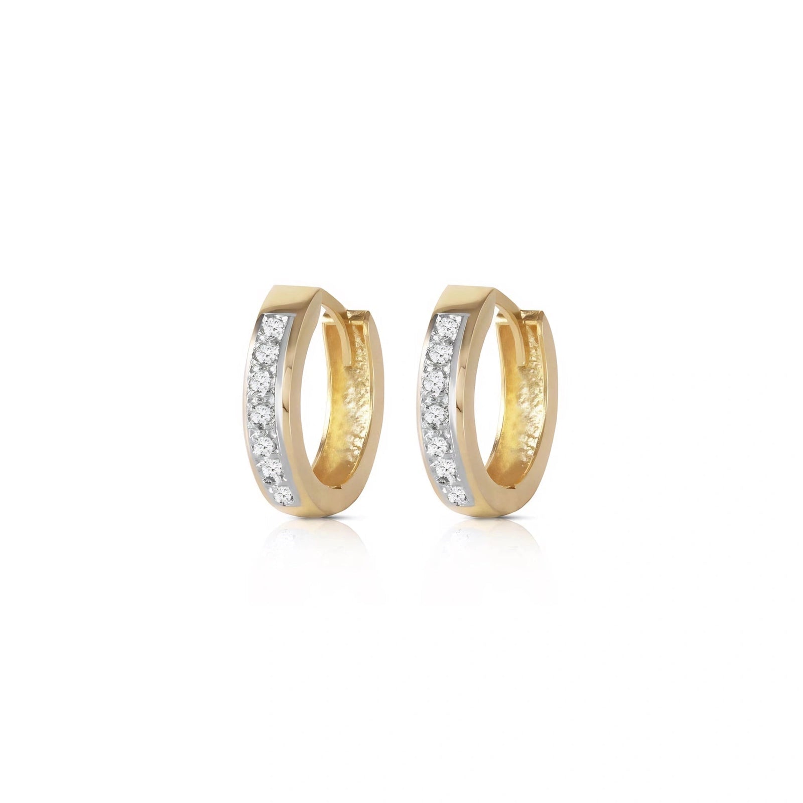Yellow Gold Huggie Earrings Diamond 10K — Agostina