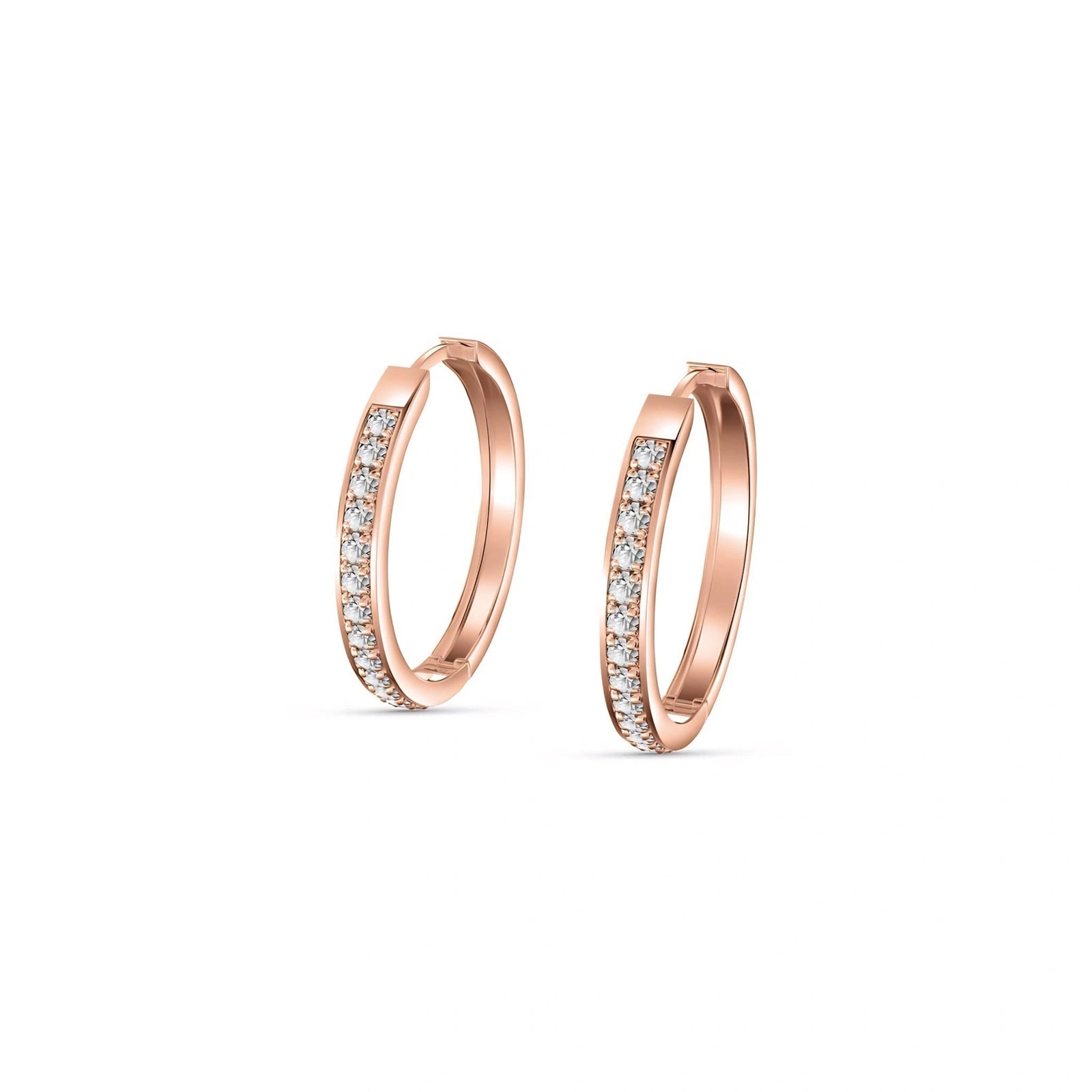 Rose Gold Bloom Hoop Earrings Diamond 10K — Crocifissa