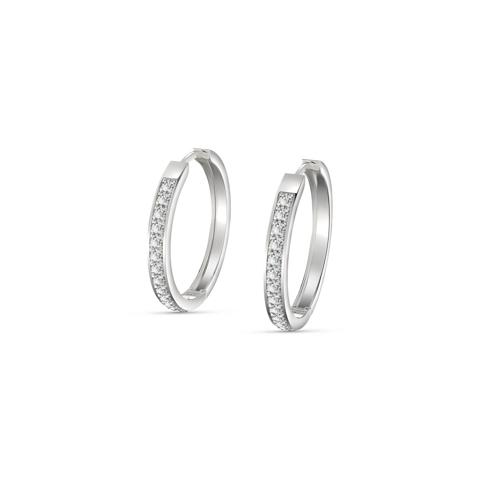 White Gold Bloom Hoop Earrings Diamond 10K — Crocifissa