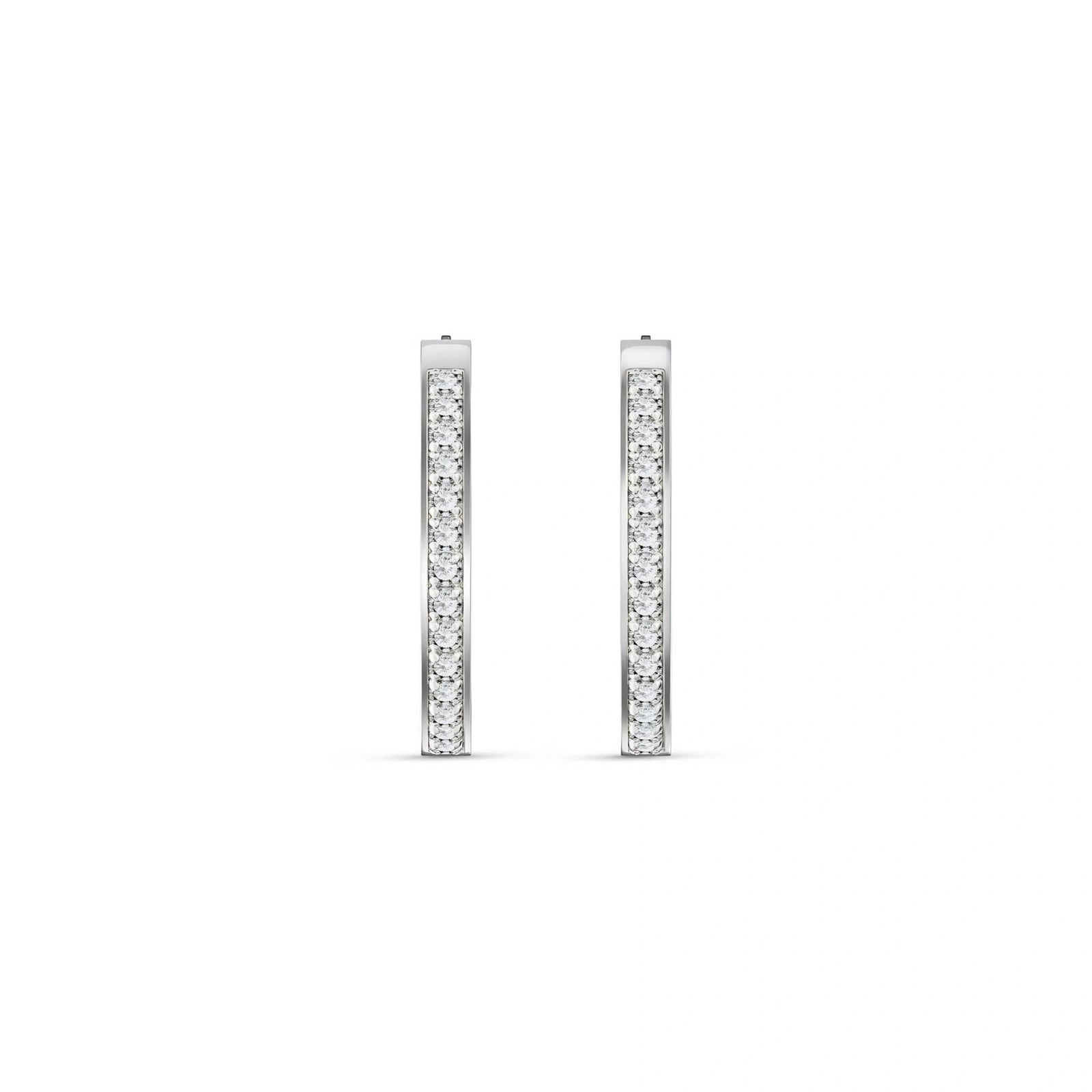 White Gold Bloom Hoop Earrings Diamond 10K — Crocifissa