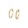 Yellow Gold Bloom Hoop Earrings Diamond 10K — Crocifissa