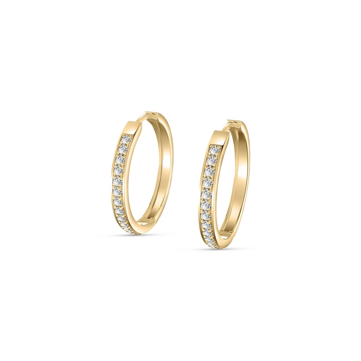 Yellow Gold Bloom Hoop Earrings Diamond 10K — Crocifissa