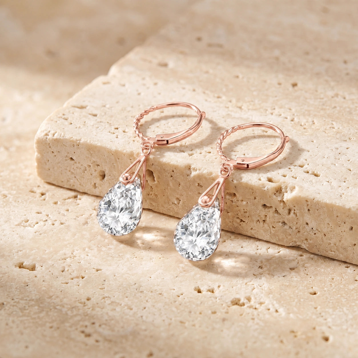 Rose Gold Earrings Zirconia 10K — Pia