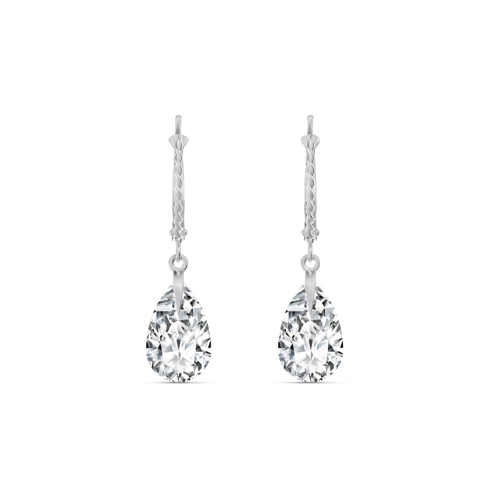White Gold Earrings Zirconia 10K — Pia