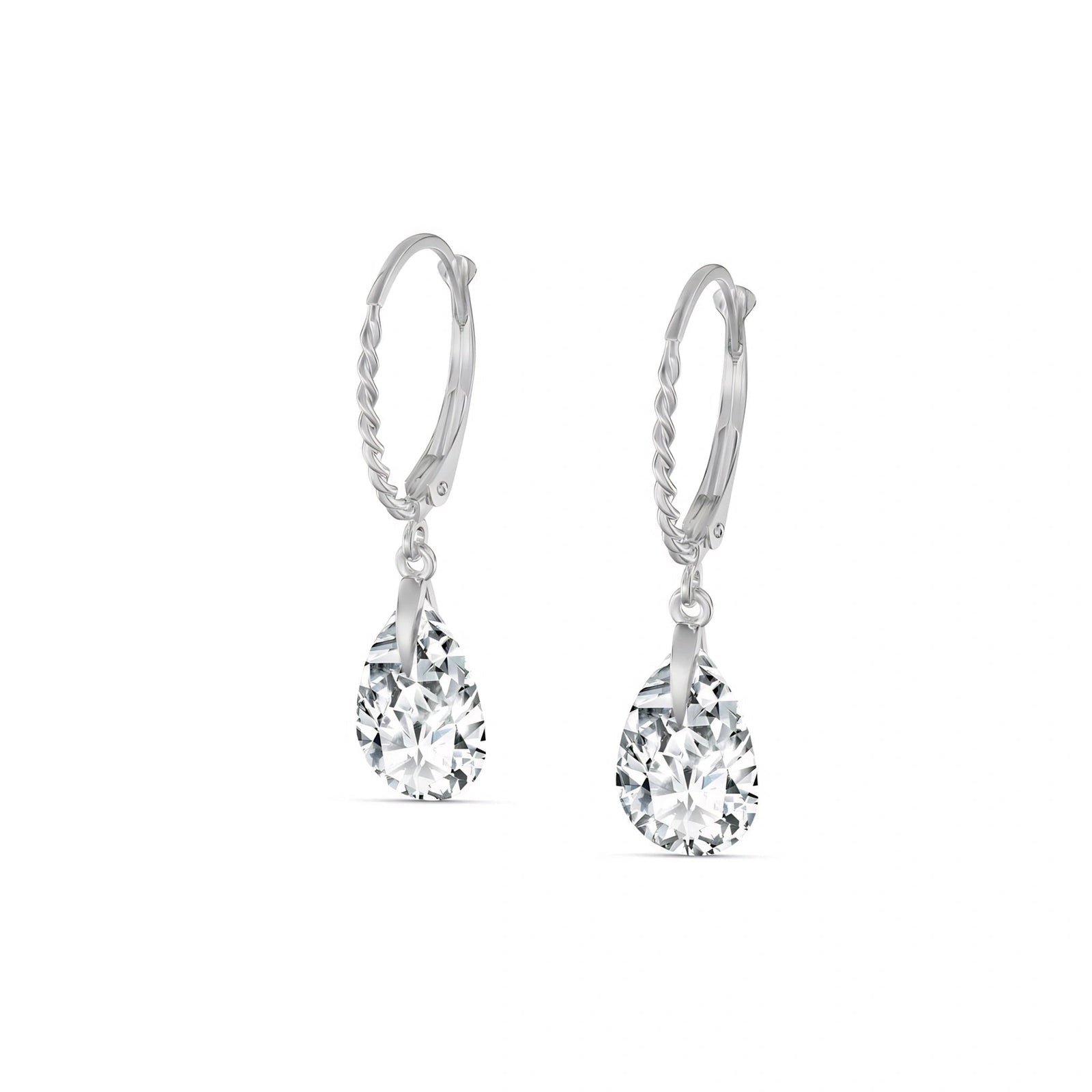 White Gold Earrings Zirconia 10K — Pia