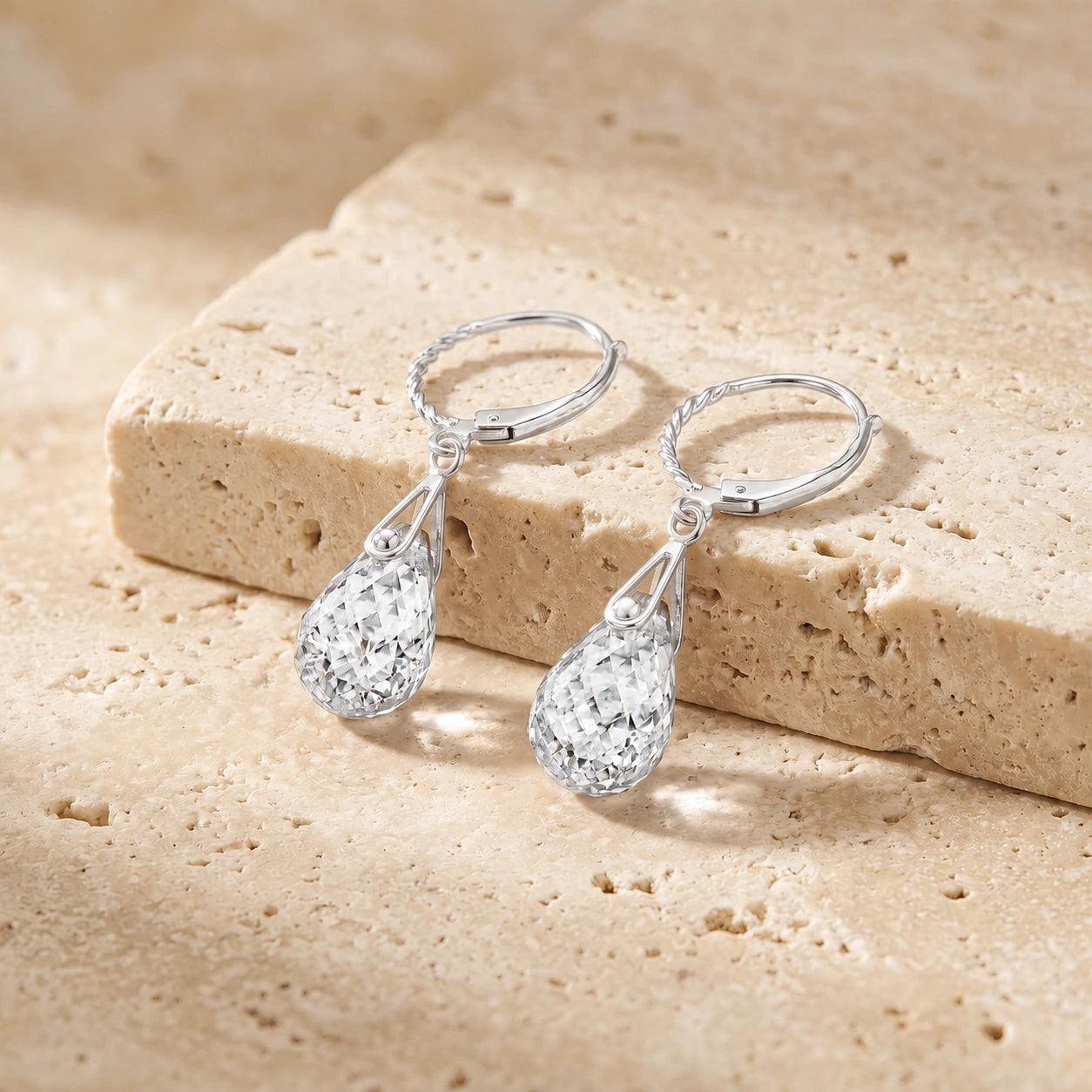 White Gold Earrings Zirconia 10K — Pia